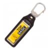 Metalen sleutelhanger op leder met clip