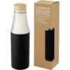 Hulan koperen vacuüm geïsoleerde RVS fles met bamboe deksel 54 cl