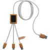 3-in-1 oplaadkabel van rPET met oplichtend logo en vierkante behuizing