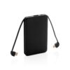 5000 mAh zakformaat powerbank met geïntegreerde kabels
