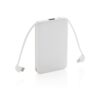 5000 mAh zakformaat powerbank met geïntegreerde kabels