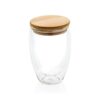 Dubbelwandig borosilicaatglas met bamboe deksel 35 cl.