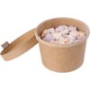 Snoeppot kraft karton met deksel 24 cl., gevuld met hartjes
