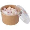 Snoeppotje kraft karton met deksel 10 cl., gevuld met hartjes