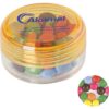 Kunststof potje met ca. 12 gr. choco carletties