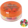 Kunststof potje met ca. 12 gr. choco carletties