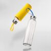 Glazen fles 50 cl. neopreen hoes zilverkleurige dop