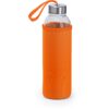 Glazen fles 50 cl. neopreen hoes zilverkleurige dop
